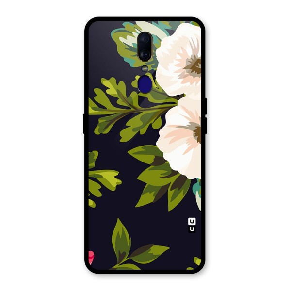 Floral Leaves Glass Back Case for Oppo F11