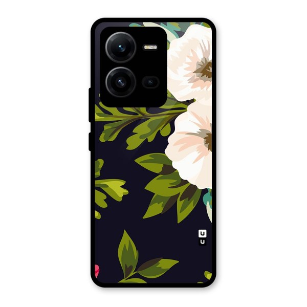 Floral Leaves Glass Back Case for Vivo V25