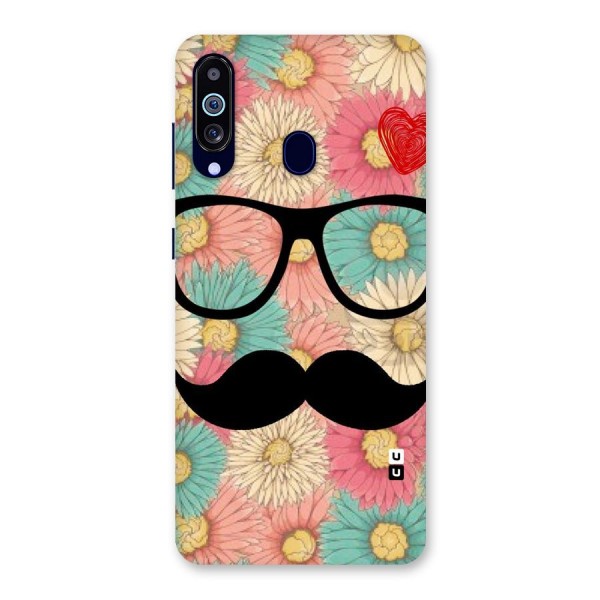 Floral Moustache Back Case for Galaxy A60