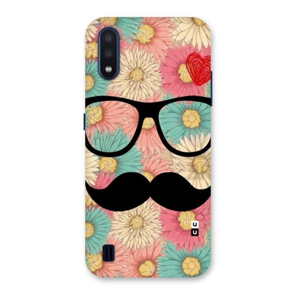 Floral Moustache Back Case for Galaxy M01