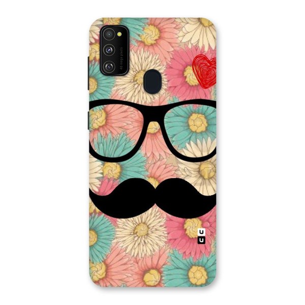 Floral Moustache Back Case for Galaxy M21