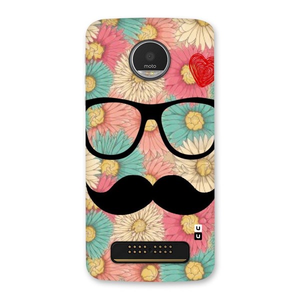 Floral Moustache Back Case for Moto Z Play