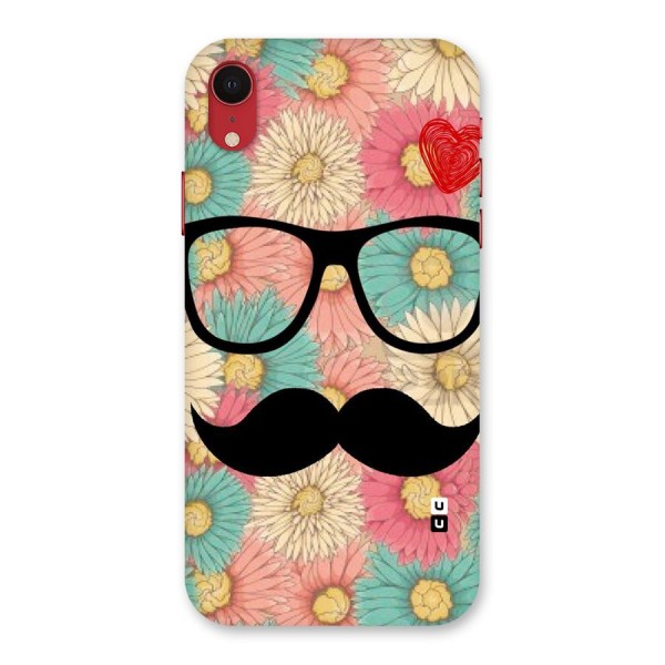 Floral Moustache Back Case for iPhone XR