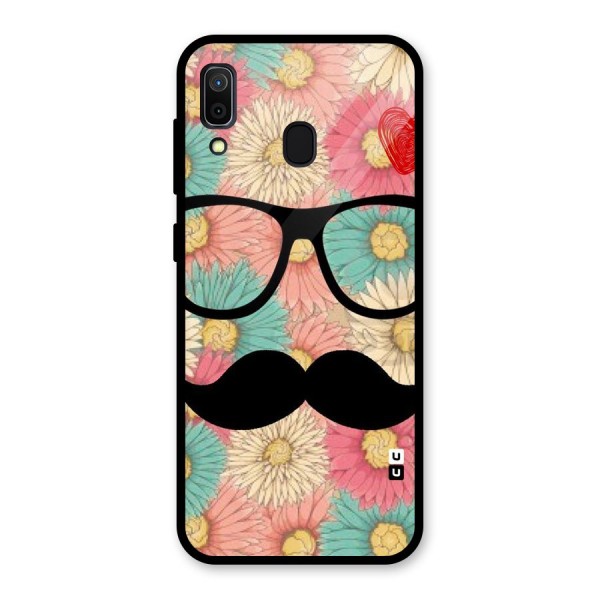 Floral Moustache Glass Back Case for Galaxy A30