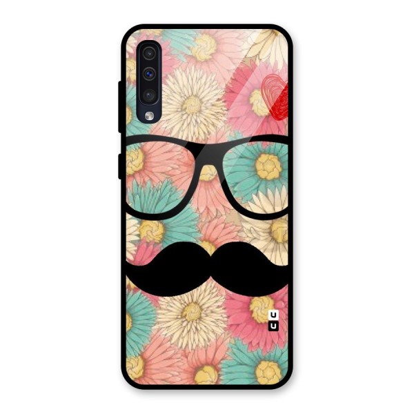 Floral Moustache Glass Back Case for Galaxy A50s