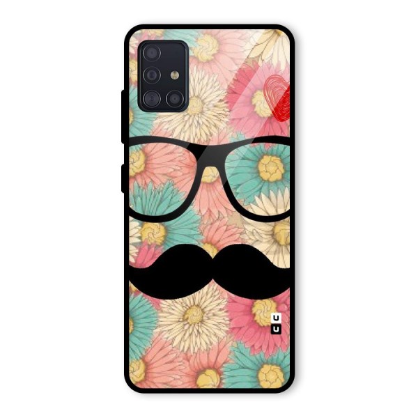 Floral Moustache Glass Back Case for Galaxy A51