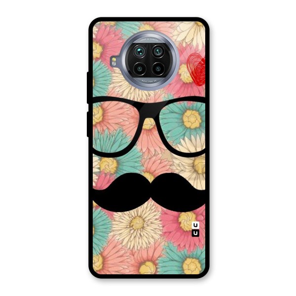 Floral Moustache Glass Back Case for Mi 10i