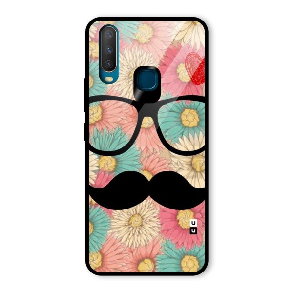 Floral Moustache Glass Back Case for Vivo Y12