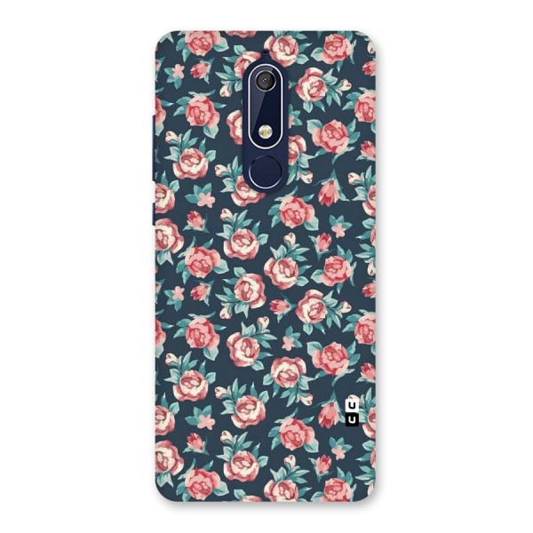 Floral Navy Bloom Back Case for Nokia 5.1