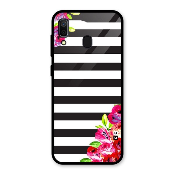 Floral Stripes Glass Back Case for Galaxy A30