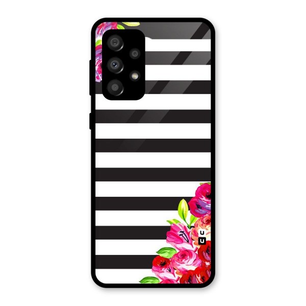 Floral Stripes Glass Back Case for Galaxy A32