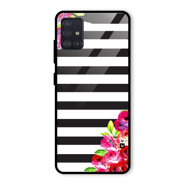 Floral Stripes Glass Back Case for Galaxy A51