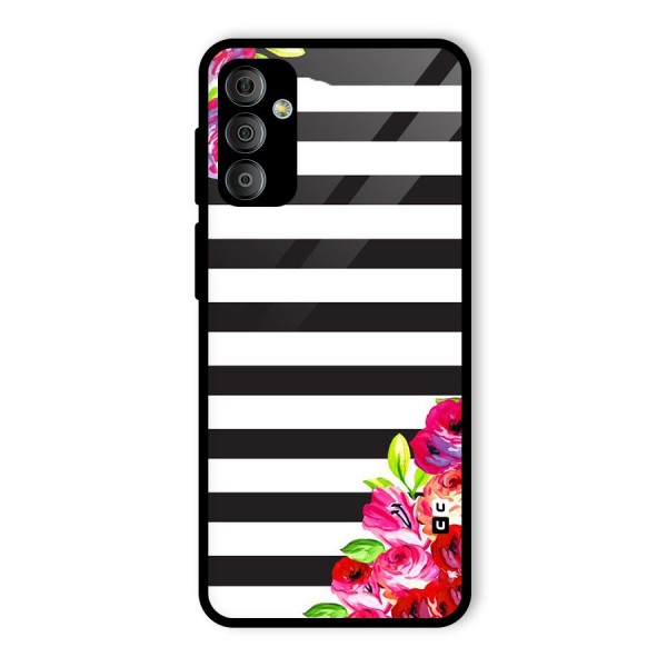 Floral Stripes Glass Back Case for Galaxy F23