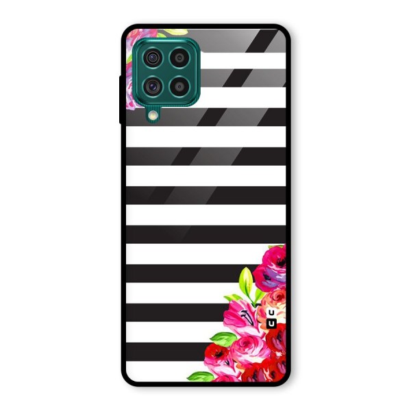 Floral Stripes Glass Back Case for Galaxy F62