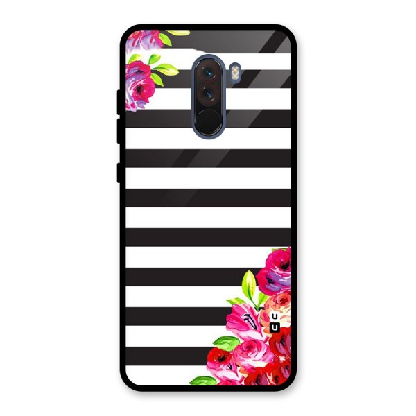 Floral Stripes Glass Back Case for Poco F1