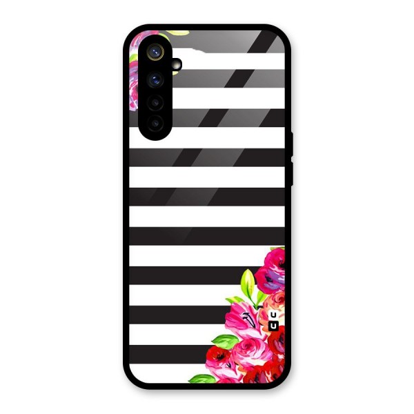 Floral Stripes Glass Back Case for Realme 6