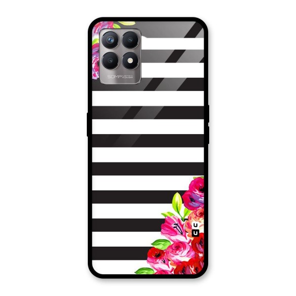 Floral Stripes Glass Back Case for Realme 8i