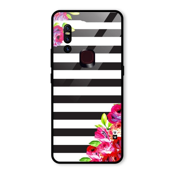 Floral Stripes Glass Back Case for Vivo V15