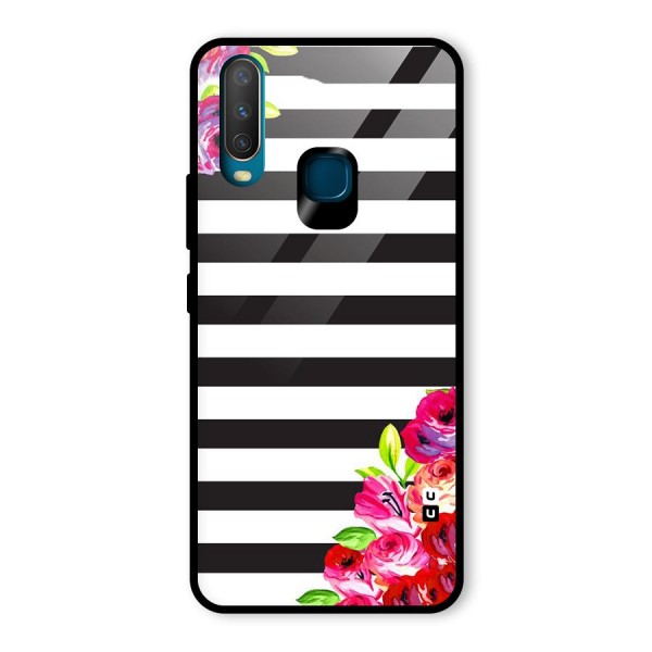 Floral Stripes Glass Back Case for Vivo Y12