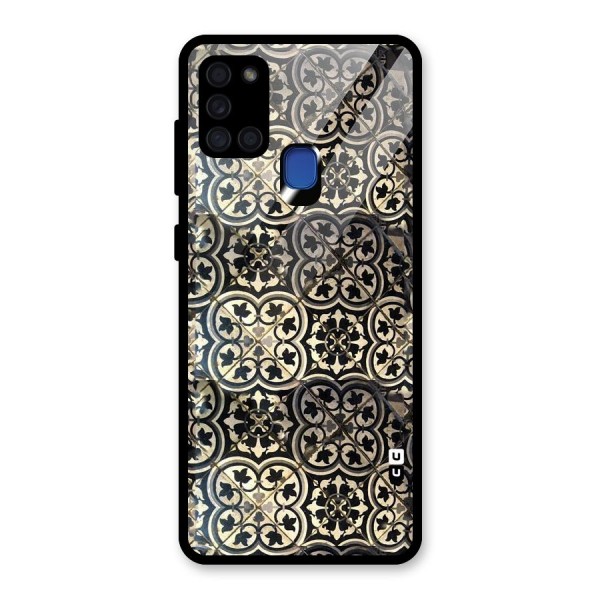 Floral Tile Glass Back Case for Galaxy A21s