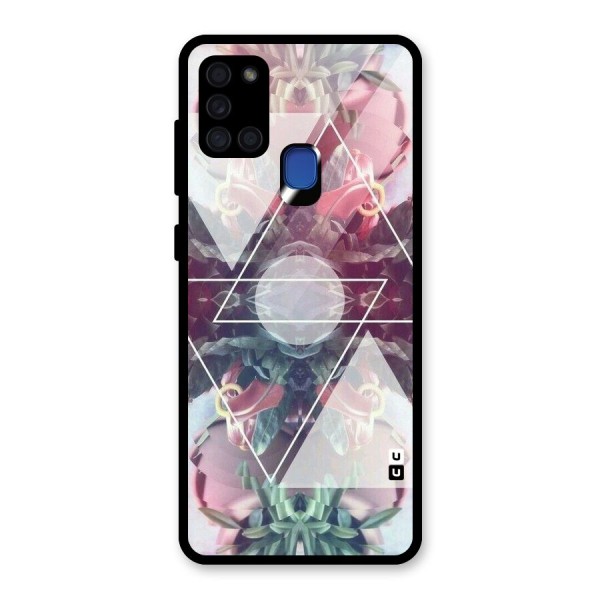 Floral Triangle Glass Back Case for Galaxy A21s