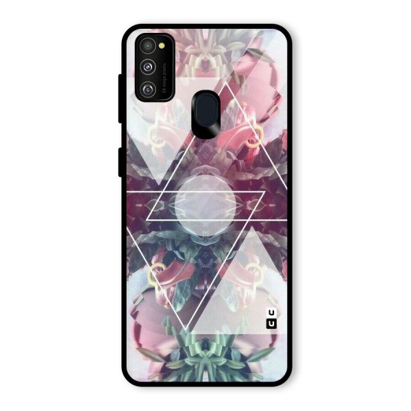 Floral Triangle Glass Back Case for Galaxy M21