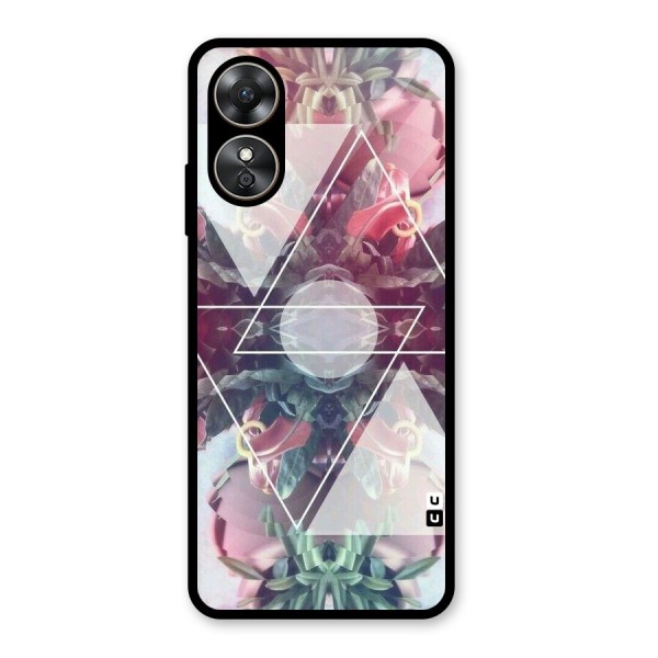 Floral Triangle Glass Back Case for Oppo A17