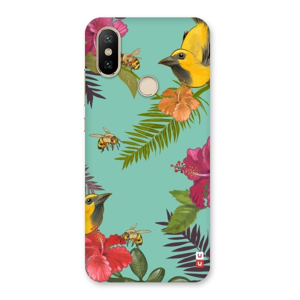 Flower Bird and Bee Back Case for Mi A2