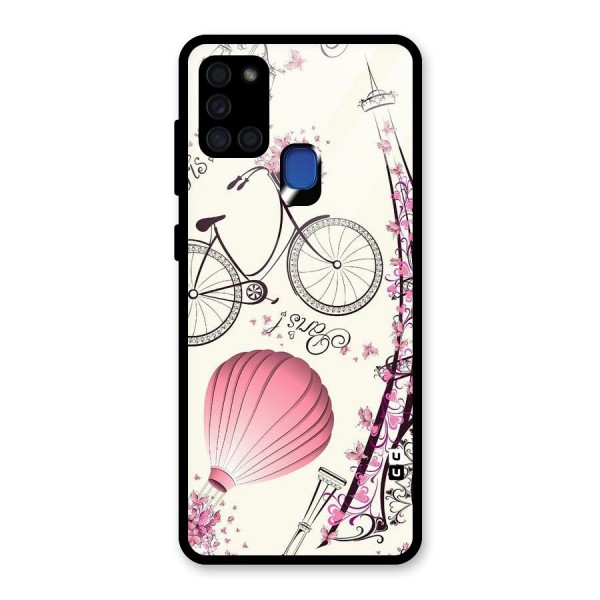 Flower Clipart Design Glass Back Case for Galaxy A21s