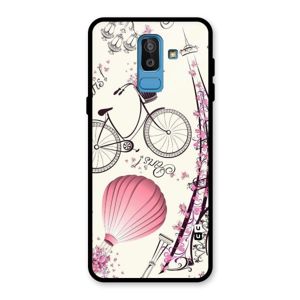 Flower Clipart Design Glass Back Case for Galaxy J8