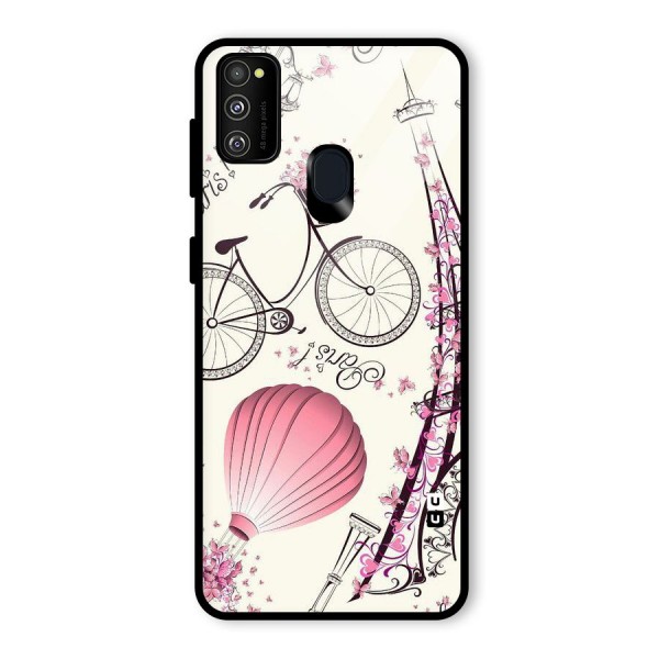 Flower Clipart Design Glass Back Case for Galaxy M21