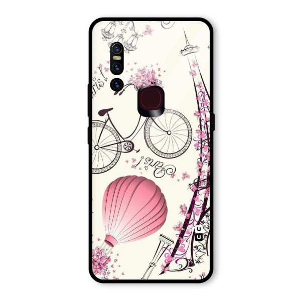 Flower Clipart Design Glass Back Case for Vivo V15