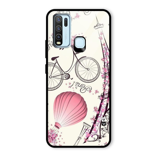 Flower Clipart Design Glass Back Case for Vivo Y30