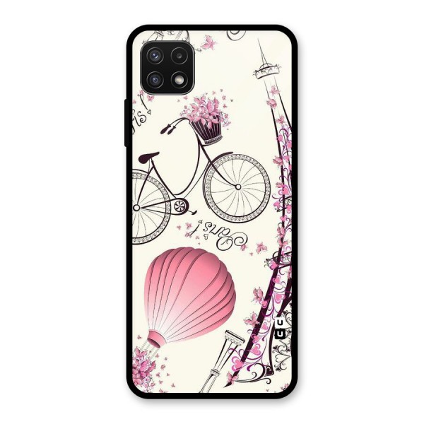 Flower Clipart Glass Back Case for Galaxy A22 5G