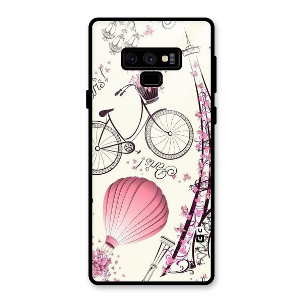 Flower Clipart Glass Back Case for Galaxy Note 9