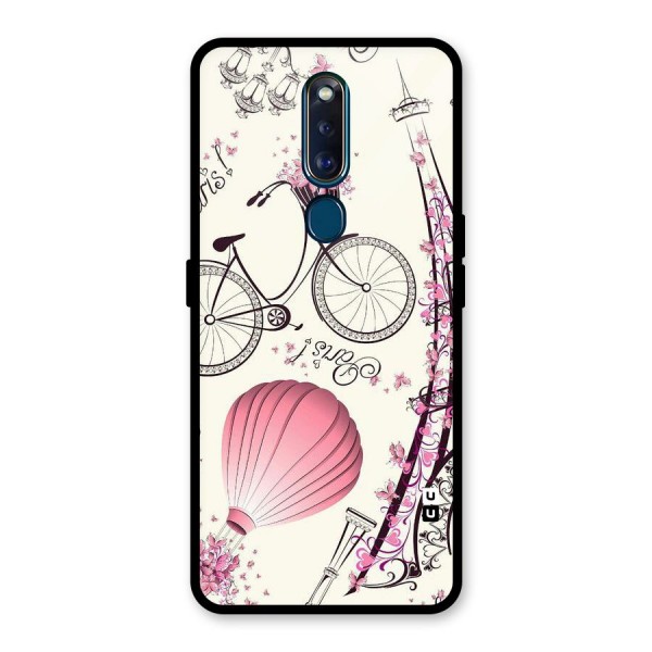 Flower Clipart Glass Back Case for Oppo F11 Pro