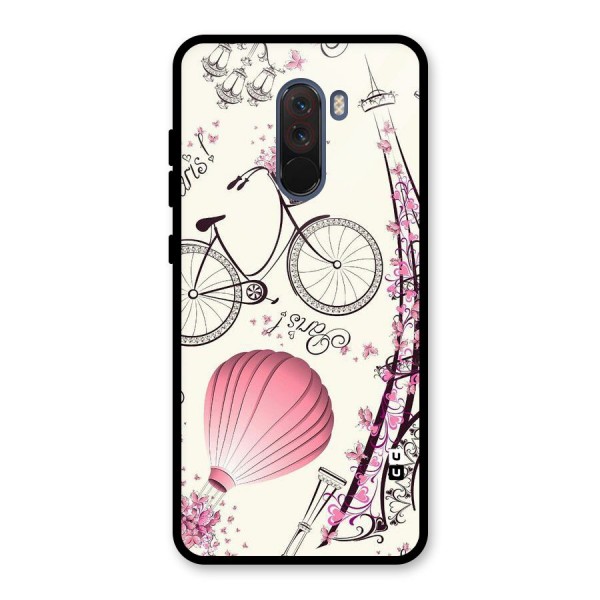 Flower Clipart Glass Back Case for Poco F1