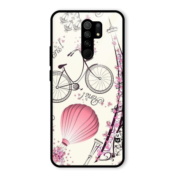 Flower Clipart Glass Back Case for Redmi 9 Prime