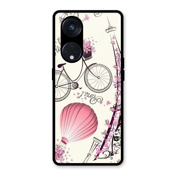 Flower Clipart Glass Back Case for Reno8 T 5G