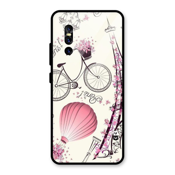 Flower Clipart Glass Back Case for Vivo V15 Pro