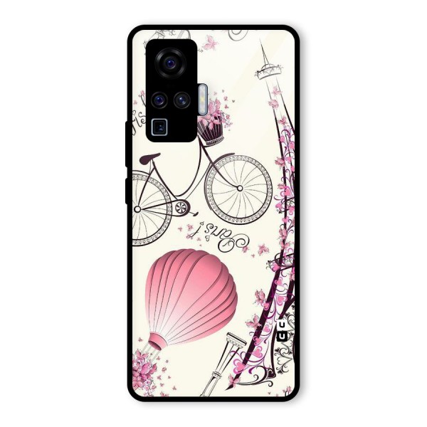 Flower Clipart Glass Back Case for Vivo X50 Pro