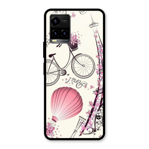 Flower Clipart Glass Back Case for Vivo Y21 2021