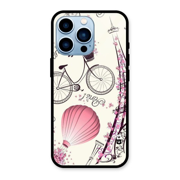 Flower Clipart Glass Back Case for iPhone 13 Pro