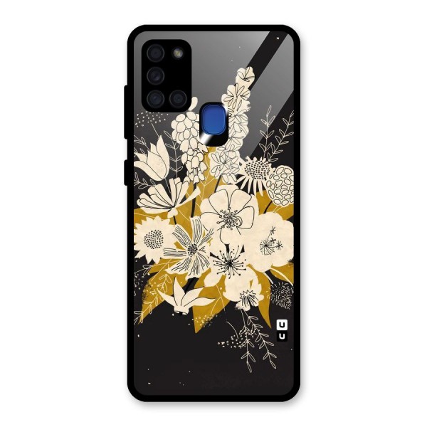 Flower Drawing Glass Back Case for Galaxy A21s