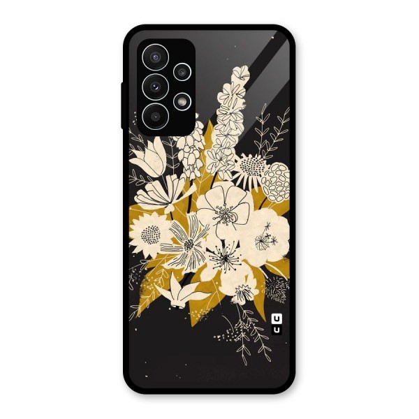 Flower Drawing Glass Back Case for Galaxy A23