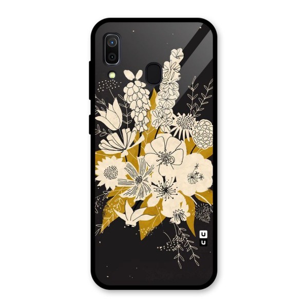 Flower Drawing Glass Back Case for Galaxy A30