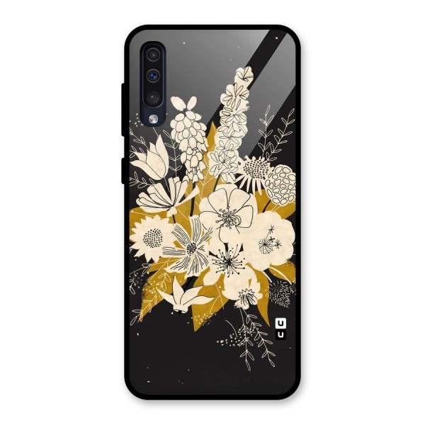 Flower Drawing Glass Back Case for Galaxy A50s