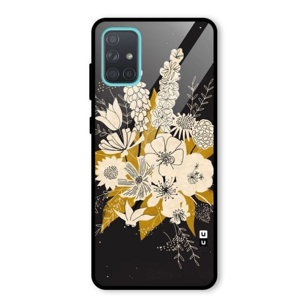 Flower Drawing Glass Back Case for Galaxy A71