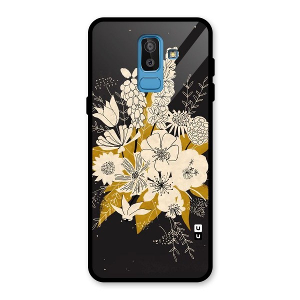 Flower Drawing Glass Back Case for Galaxy J8