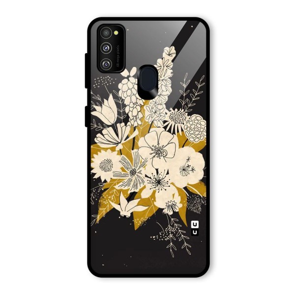 Flower Drawing Glass Back Case for Galaxy M21